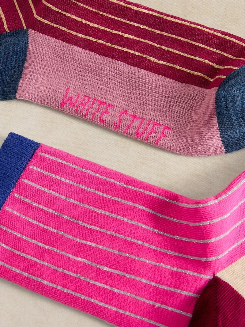 White Stuff 2-er PackRippensocken Colour-Block - 36-38, Rosa multi, – Produktbild 2 von 2