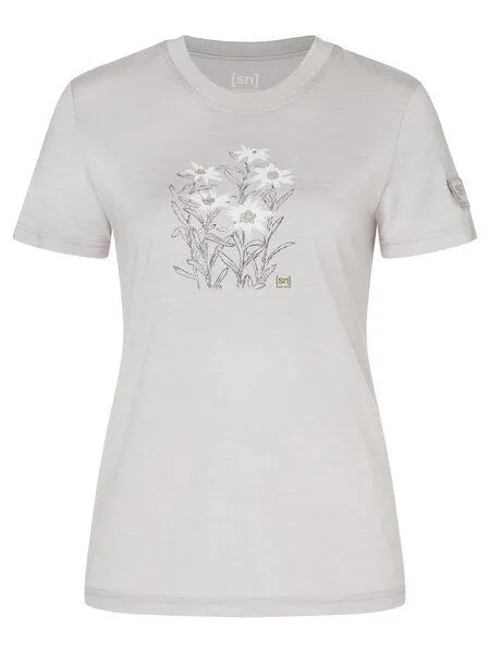 Super.Natural Super.Natural Merino T-Shirt W EDELWEISS BIO J TEE für Damen, White stone melange/various, – Produktbild 4 von 4