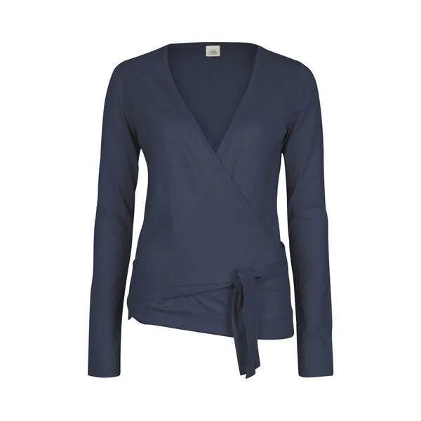 Jaya Jaya YAEL SLUB - Damen - Wickeljacke für Yoga und Freizeit aus Biobaumwolle mit Slub-Optik, Nightblue/blau, – Produktbild 3 von 3