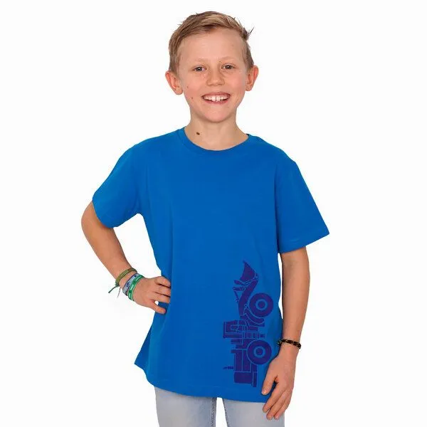 HANDGEDRUCKT HANDGEDRUCKT "Radlader 02" Kinder-T-Shirt, Bright blue, – Produktbild 1 von 2