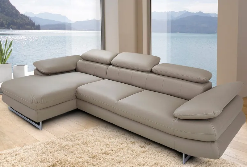 COTTA Ecksofa Solution L-Form, B:286cm,modern mit Relaxarmlehne, Wellenunterfederung, mit Arm- & Kopfteilverstellung, wahlweise mit Schlaffunktion, Beige, – Produktbild 1 von 8