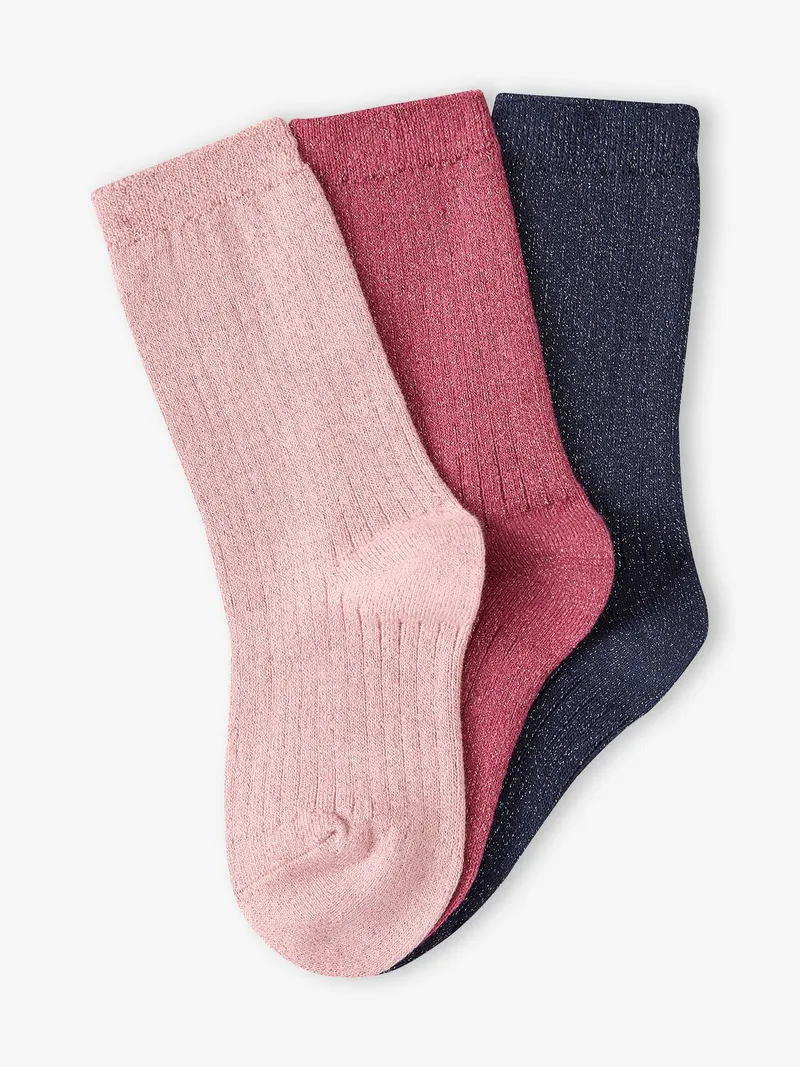 Vertbaudet 3er-Set Strumpfhosen mit Glitzereffekt Mädchen, Altrosa, – Produktbild 2 von 2