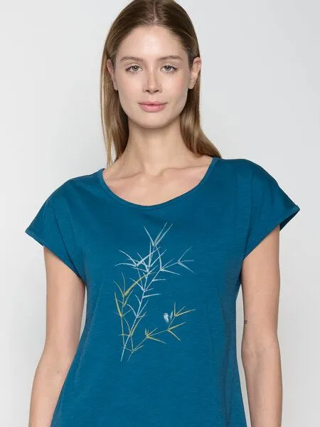 GreenBomb GREENBOMB Nature Bird Reed Cool - Sportliches T-Shirt aus Bio-Baumwolle / hochwertiger Print / GOTS / Fair & Vegan, Blau (rich blue), – Produktbild 3 von 4