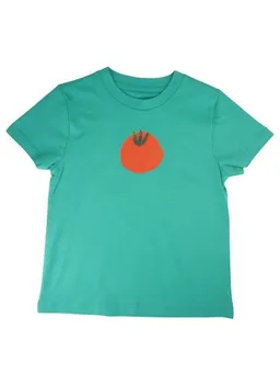 MelaDi Meladi Kinder Shirt aus Biobaumwolle - Tomate auf Meadow Green – Produktbild 1 von 1
