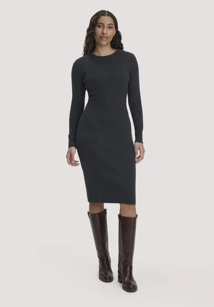 hessnatur hessnatur Strick Kleid Regular aus Bio-Baumwolle mit Bio-Merinowolle, Schwarz, – Produktbild 1 von 4