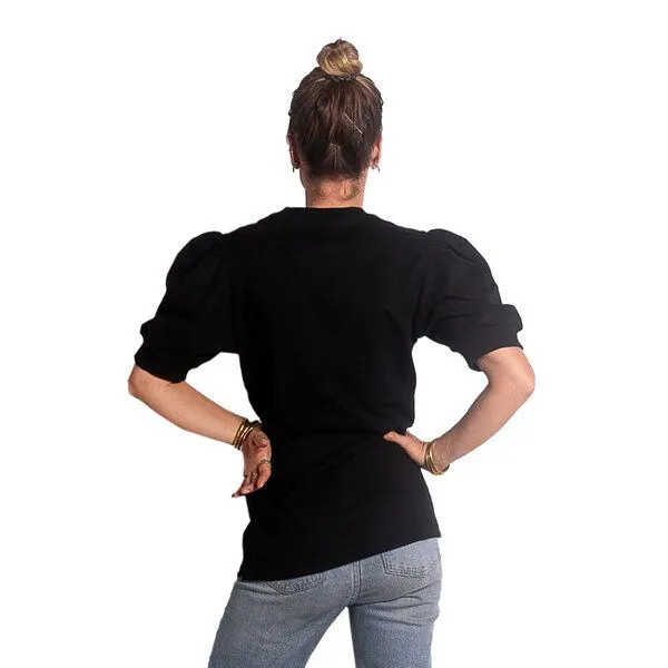 The Driftwood Tales The Driftwood Tales Schwarzes Sweatshirt aus Bio-Sweatshirt mit kurzen Puffärmeln, Schwarz, – Produktbild 2 von 3
