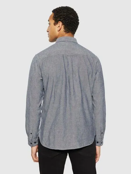KnowledgeCotton Apparel KnowledgeCotton Apparel Heavy Twill Flannel Hemd Regular Fit aus Bio-Baumwolle, Blau (night-sky), – Produktbild 3 von 4