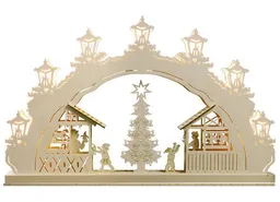 Weigla® Holzkunst Weigla® Holzkunst Kleiner Schwibbogen "Weihnachtsmarkt" 7 flammig LED Beleuchtung – Produktbild 1 von 1