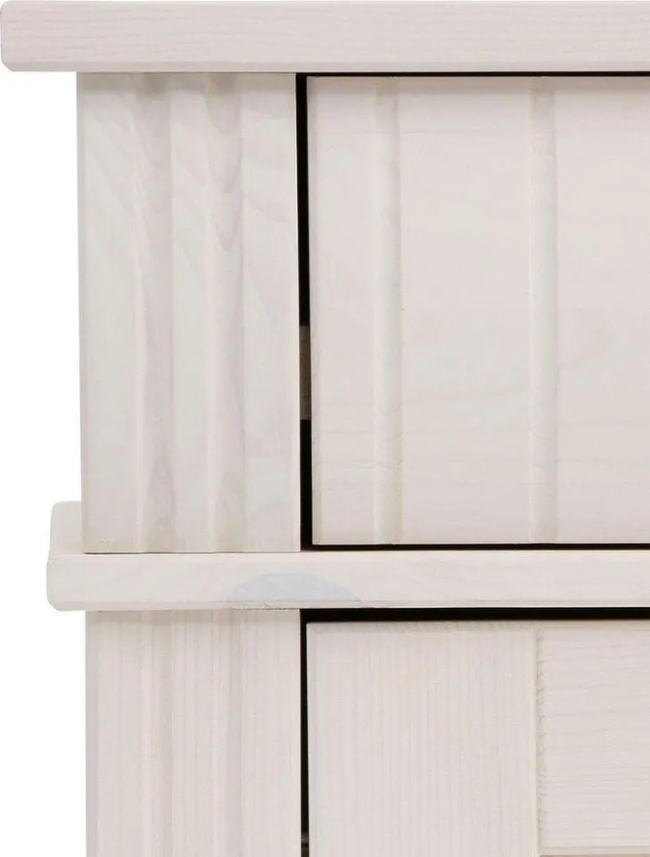 OTTO home Highboard Teresa Mini-Vitrine mit Glastüren und 2 Schubkästen, Kommode, aus massiver Kiefer, Breite 84 cm, Höhe 120 cm, FSC®, Weiß, – Produktbild 5 von 5