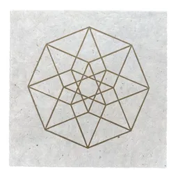 Veskor Cassiopeia Veskor Cassiopeia TESSERAKT HYPERCUBE Heilige Geometrie Linoldruck | 22 × 22 cm | Gold auf Naturweiß – Produktbild 1 von 1