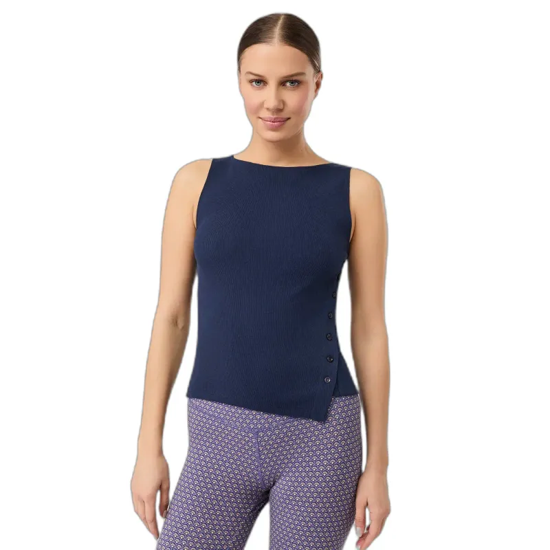 mandala Figurbetontes Tanktop mit Knopf aus Mesh für Frauen Mandala, Bleu, – Produktbild 1 von 1