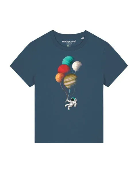 watapparel watapparel T-Shirt Frauen Balloon Spaceman, Stargazer, – Produktbild 1 von 3