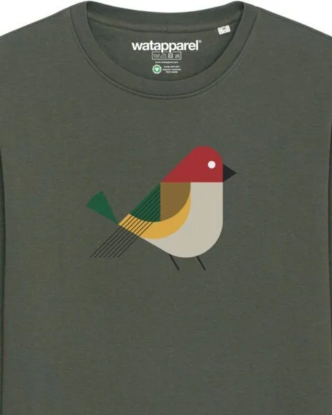 watapparel watapparel Sweatshirt Unisex Vogel, Khaki, – Produktbild 3 von 3