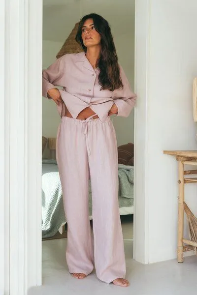 AmourLinen AmourLinen Langarm-Pyjama-Set Snooze, Dusty rose (rosa), – Produktbild 4 von 4