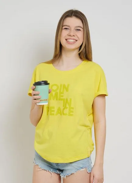 SPARKLES OF LIGHT SPARKLES OF LIGHT Boxy Shirt | JOIN ME IN PEACE, Gelb, – Produktbild 1 von 2
