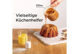 Praknu Messbecher Glas Messbecher mit Ausguss - 50ml, 125ml, 250ml - Präzise Skala – Produktbild 1 von 1