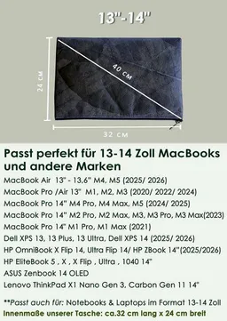 BY COPALA BY COPALA Gefütterte nachhaltige Laptop Hülle 13–14 Zoll aus Blattleder – Handgenähte vegane Laptoptasche, wasserabweisendes Laptop Case, Unikat für MacBook Air & Pro in grau - metallic / dunkelbraun – Produktbild 1 von 1