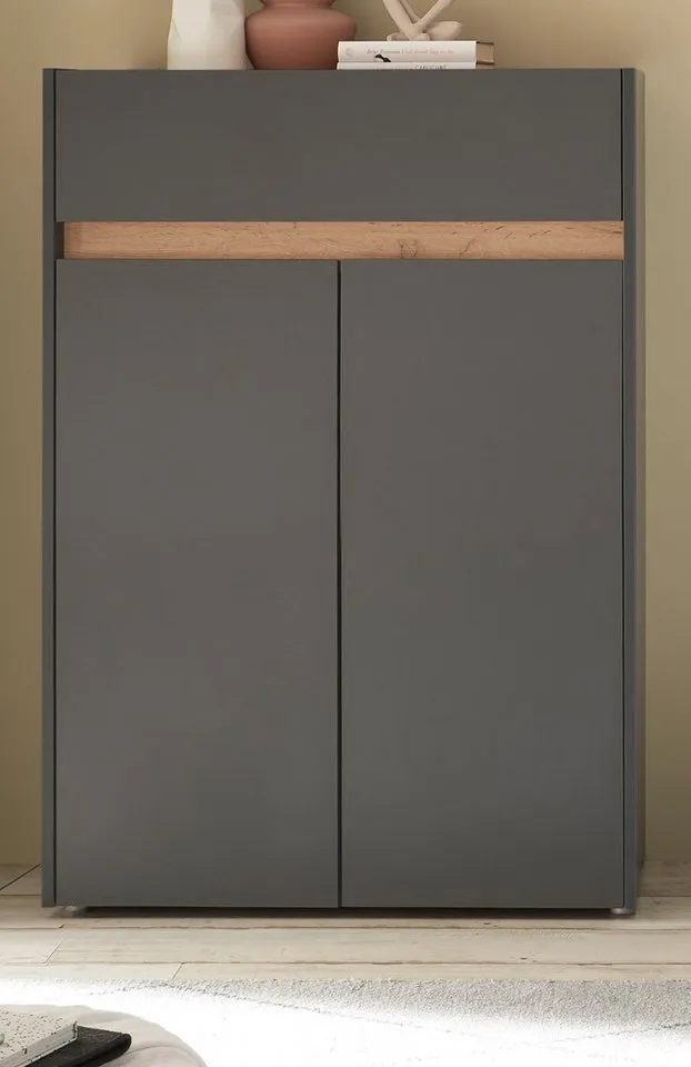 Furn.Design Schuhschrank Center (Flur Kommode in grau mit Wotan Eiche, 85 x 122 cm) mit viel Stauraum, Grau, – Produktbild 3 von 5
