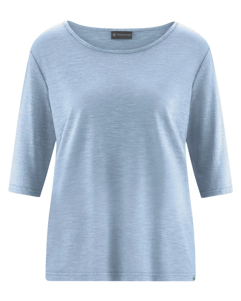 HempAge Hempage Damen vegan T-Shirt, Lässige Passform Rauchblau, Blau, – Produktbild 1 von 2