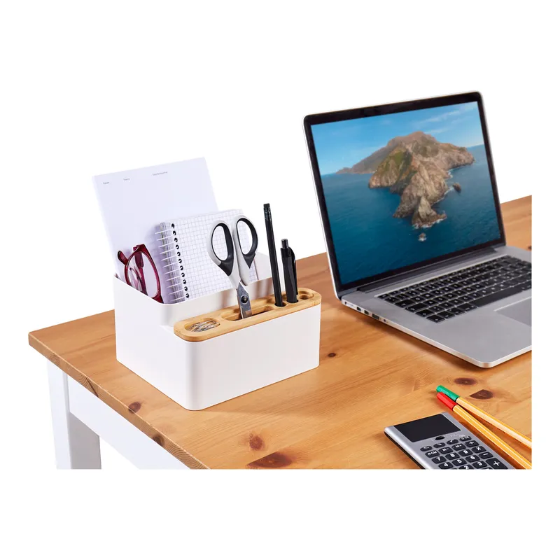 genialo genialo Bambus-Schreibtisch-Organizer, Weiss, – Produktbild 3 von 4
