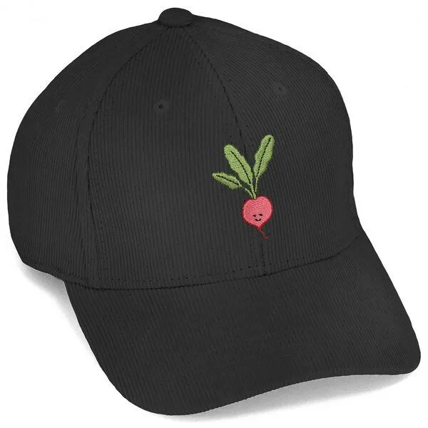 LIGARTI Bestickte Cord Cap – Radieschen – LIGARTI Tiermanufaktur, Schwarz, – Produktbild 1 von 4