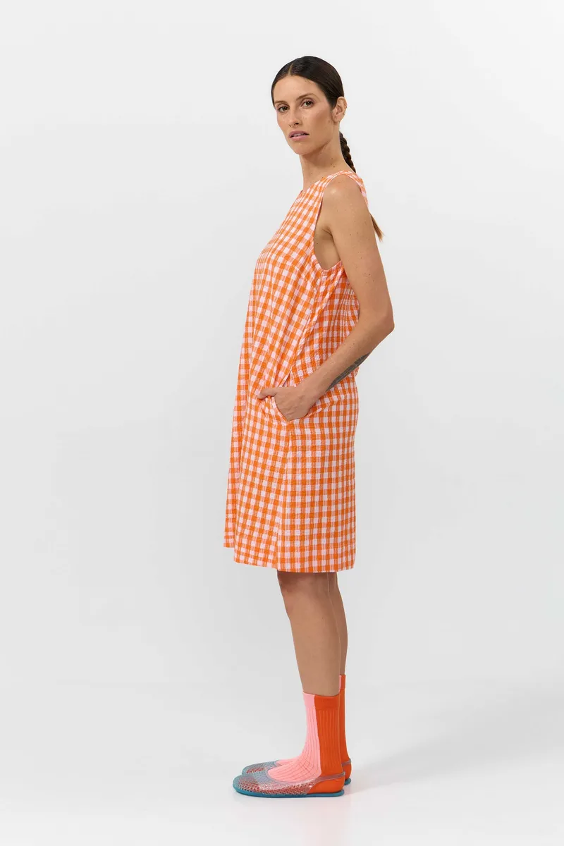 SUITE13LAB SUITE13LAB Damen vegan Kleid Lena Check Orange, Orange, – Produktbild 2 von 2