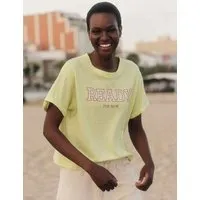 LANIUS LANIUS Statementshirt "READY" (OCS) aus Hanf und Bio-Baumwolle, Lime, – Produktbild 1 von 1