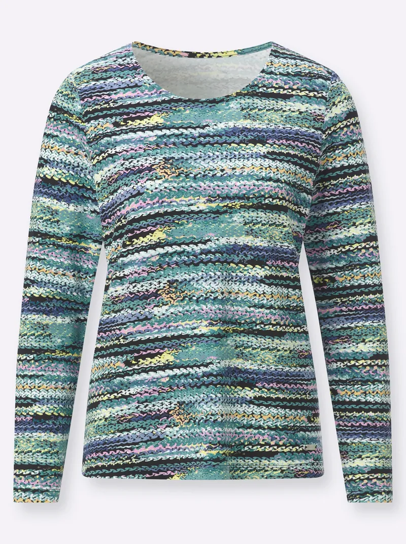 Witt Rundhalsshirt orchidee-rauchblau-bedruckt, Orchidee-rauchblau-bedruckt, – Produktbild 2 von 2