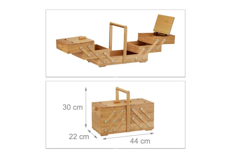 RELAXDAYS RELAXDAYS Nähkästchen Bambus XXL viele Fächer (1 St), Braun, – Produktbild 2 von 5