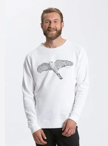 Peaces.bio - handbedruckte Biomode Peaces.bio - handbedruckte Biomode Bio Herren-Sweatshirt Sperber, Weiß, – Produktbild 1 von 2