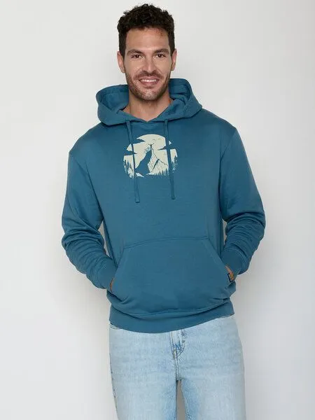 GreenBomb GREENBOMB Nature Clouds Ride Joy - Gemütlicher Hoodie aus Bio-Baumwolle / hochwertiger Print / GOTS / Fair & Vegan, Blau (gezeitenblau), – Produktbild 1 von 4