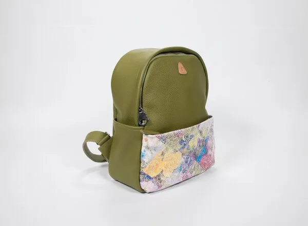 Ritagli di G Ritagli di G Damen Leder Rucksack ALINA - 100% Made in Italy, Grün, – Produktbild 2 von 2
