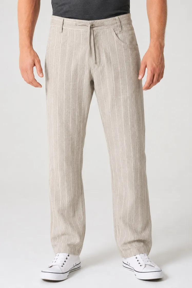 HempAge Hempage Herren vegan Hose Striped Thistle In Beige, Beige, – Produktbild 2 von 2