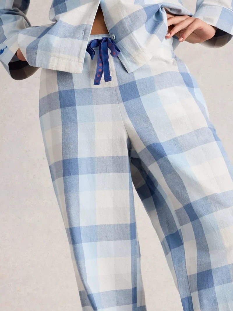 White Stuff Karierte Pyjamahose Nina - S/R, Hellblau, – Produktbild 3 von 4