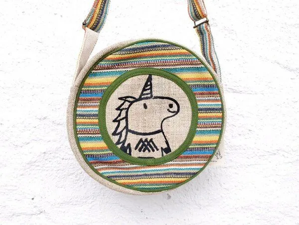 Himal Hemp Himal Hemp HH Einhorn Umhängetasche rund aus wildem Hanf und Baumwolle, Braun / himal hemp, – Produktbild 1 von 4