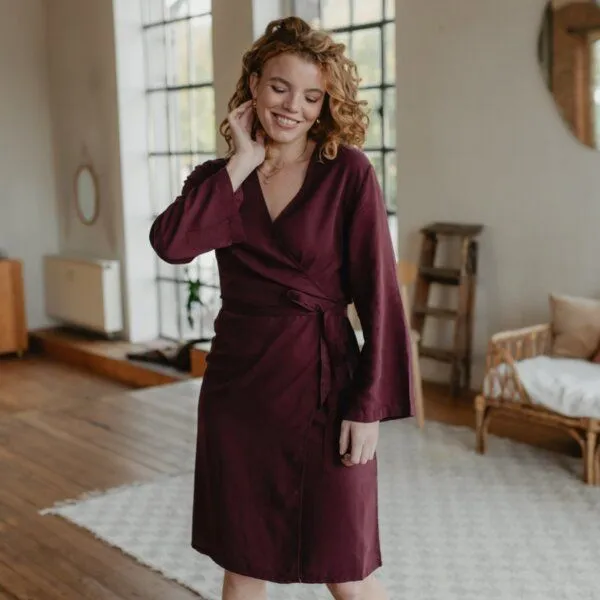 NORDLICHT NORDLICHT Wickelkleid Martha aus 100% Tencel, Rot, – Produktbild 1 von 4