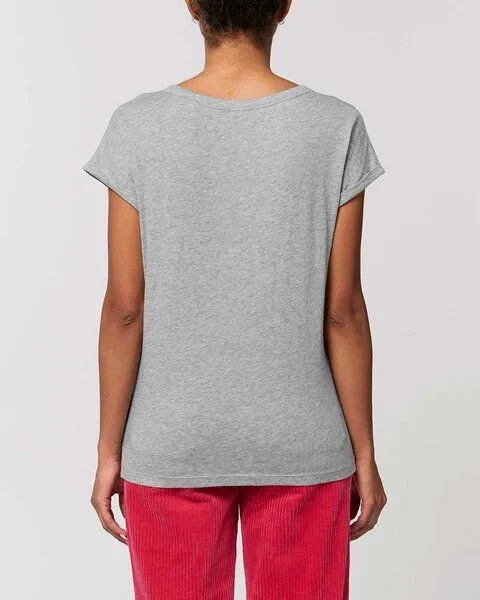 YTWOO YTWOO Leichtes Damen T-Shirt in Slub Optik mit gerollten Ärmeln, Grau, – Produktbild 3 von 4