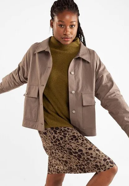 Alma & Lovis Alma & Lovis Softshelljacke aus reiner Bio-Baumwolle | Softshell Army-Jacke, Trüffel (khaki), – Produktbild 1 von 4