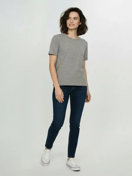 GreenBomb GREENBOMB Basic Nova - Kastiges T-Shirt aus Bio-Baumwolle / GOTS / Fair & Vegan, Grau (sandstone stripes), – Produktbild 3 von 4