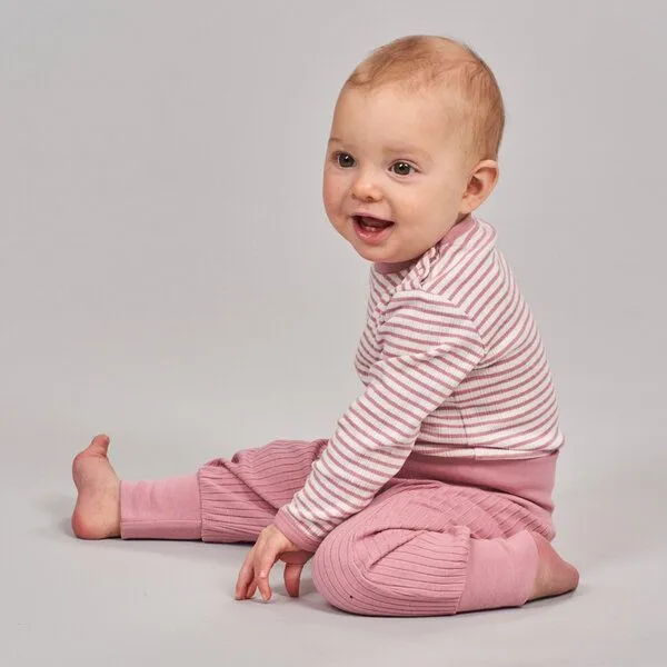 Sense Organics sense-organics Baby Body geringelt, Modell YVON, Altrosa-weiß geringelt, – Produktbild 2 von 4