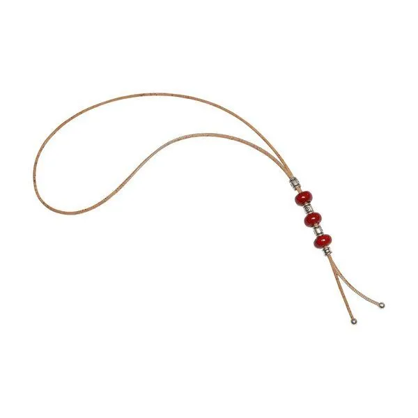 Kork-Deko Kork-Deko Lange Halskette aus Kork, rot, vegan, Schmuck Damen, 80cm, für jeden Anlass – Produktbild 2 von 2