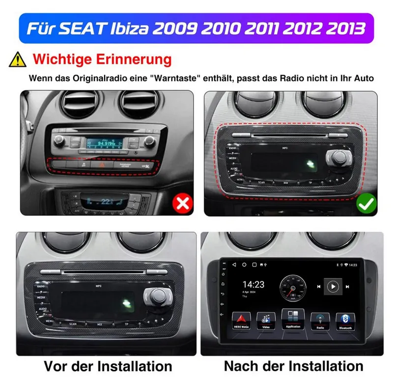 ESSGOO 64/128G Für Seat Ibiza IV 6J 2009-13 Android 15 Carplay GPS Navi RDS Autoradio (RDS, 4+64GB(optional), FM, AM, DAB+ (optional), GPS Navi Android Auto Bluetooth EQ USB WIFI IPS Touchscreen), Schwarz, – Produktbild 5 von 5