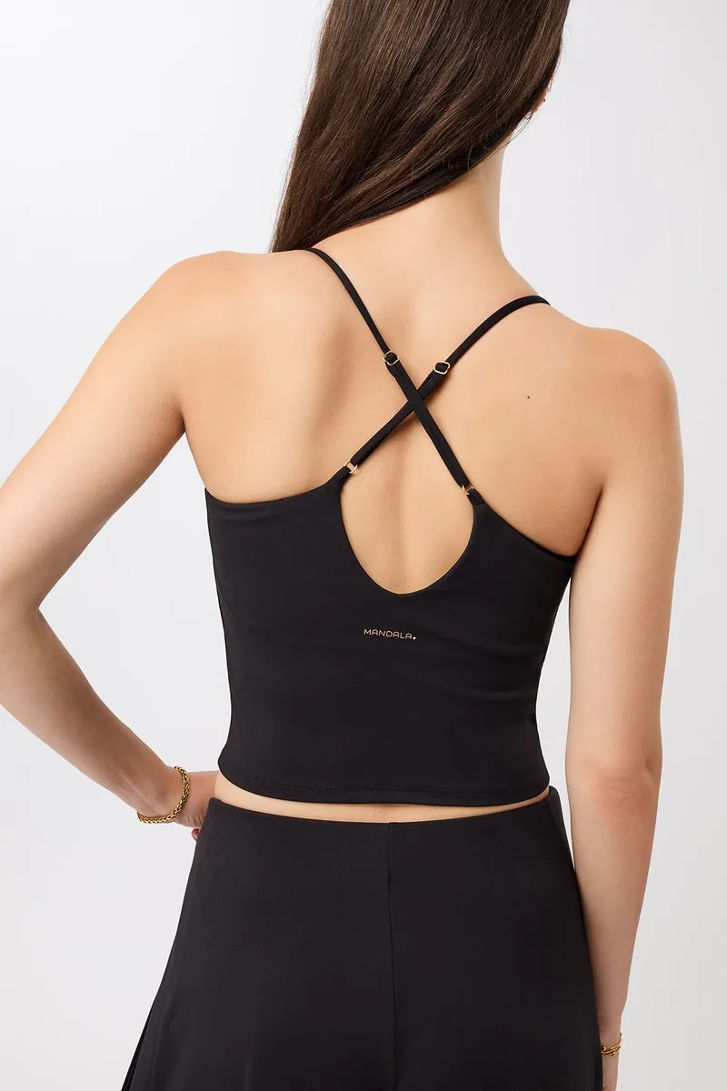 mandala MANDALA Damen vegan Schwarzes Kurzes Pilates Top, Schwarz, – Produktbild 2 von 2