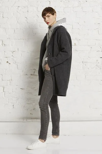 Wunderwerk Wunderwerk Damen Mantel aus Schurwolle, "O-shape coat", Grau (384 dark grey melange), – Produktbild 2 von 4
