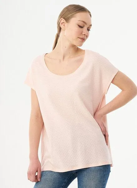 ORGANICATION ORGANICATION T-Shirt aus Bio-Baumwolle mit Strukturmuster, Powder pink, – Produktbild 1 von 4
