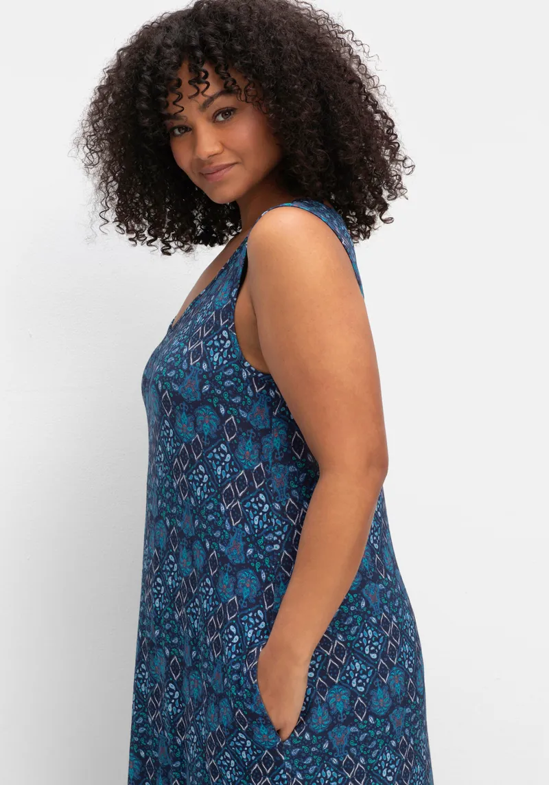 sheego Jerseykleid, Marine-gemustert, – Produktbild 2 von 2