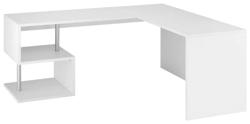 Home affaire Eckschreibtisch Esse, Schreibtisch im modernen Design, mit oder ohne Monitoraufsatz Breite 180/160 cm, "Made in Italy", Weiß, – Produktbild 2 von 5