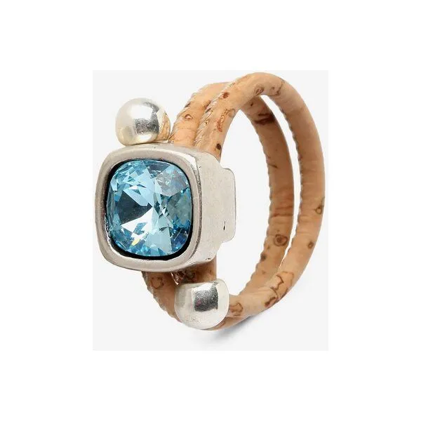 Kork-Deko Kork-Deko Exotischer Kork-Ring blau – vegane Eleganz mit Brillant-Applikation – Produktbild 2 von 2