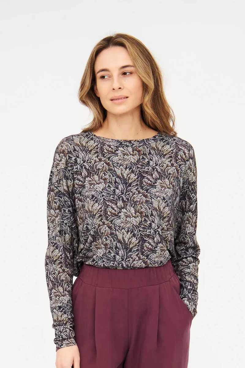 WiDDA Widda Damen vegan T-Shirt Slabby Floral Mehrfarbig, Grau, – Produktbild 1 von 2