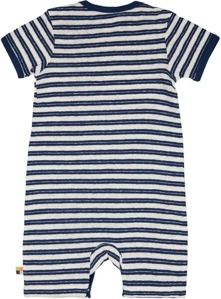 loud + proud loud + proud Babys & Kinder Spieler Streifen mit Leinen, GOTS-zertifiziert, Ultramarine(blau), – Produktbild 1 von 2
